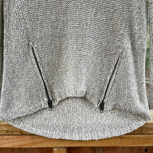 Quinn Oatmeal Colored Open Knit Sweater With Zipper Accents Size S - Picture 3 of 9
